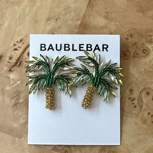 BaubleBar Tropical Green and Gold Earrings